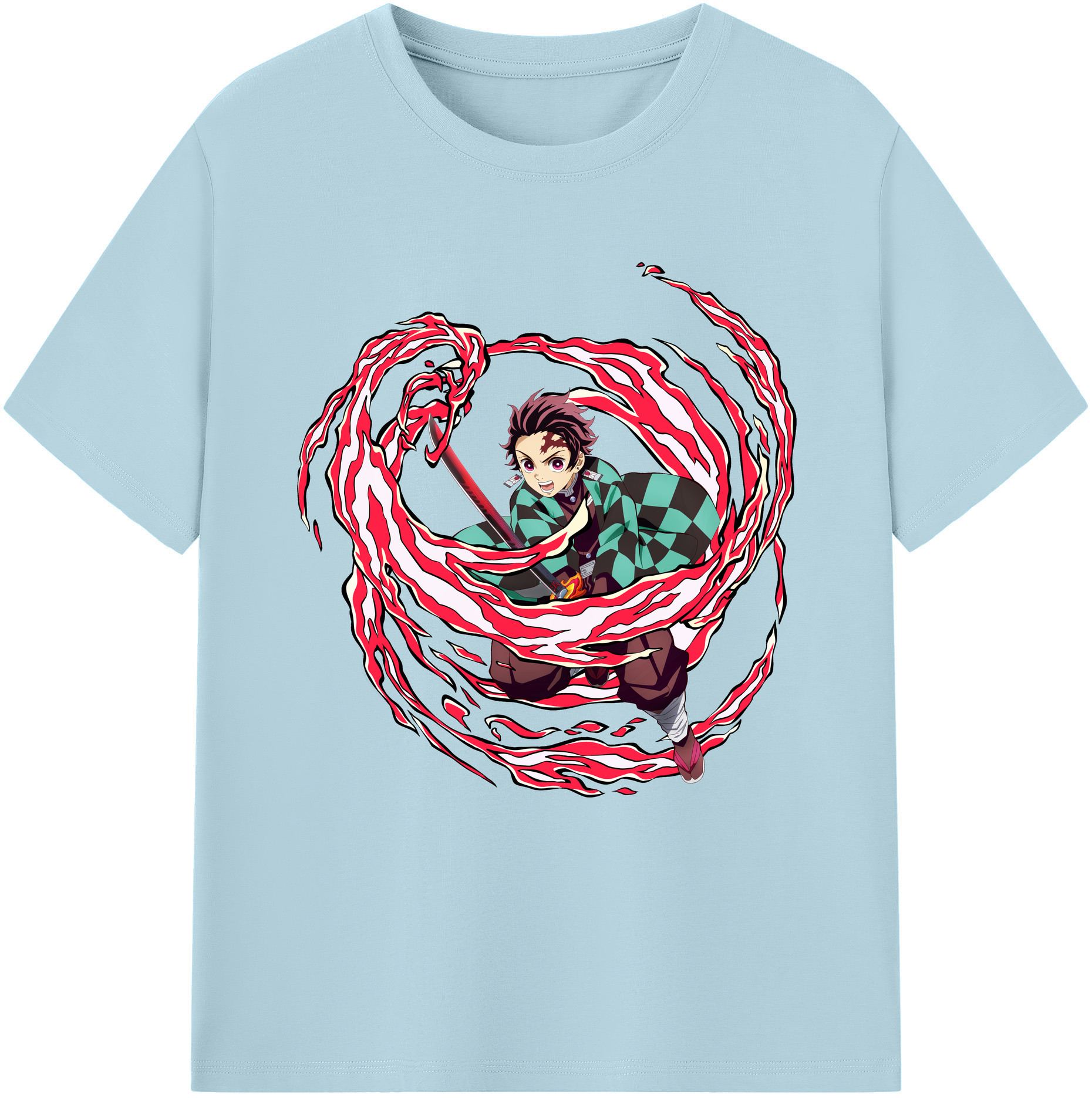 （画像用） 鬼滅の刃 竈門 炭治郎／かまど たんじろう Kamado Tanjirou 綿100％半袖Tシャツ（フロントプリント）